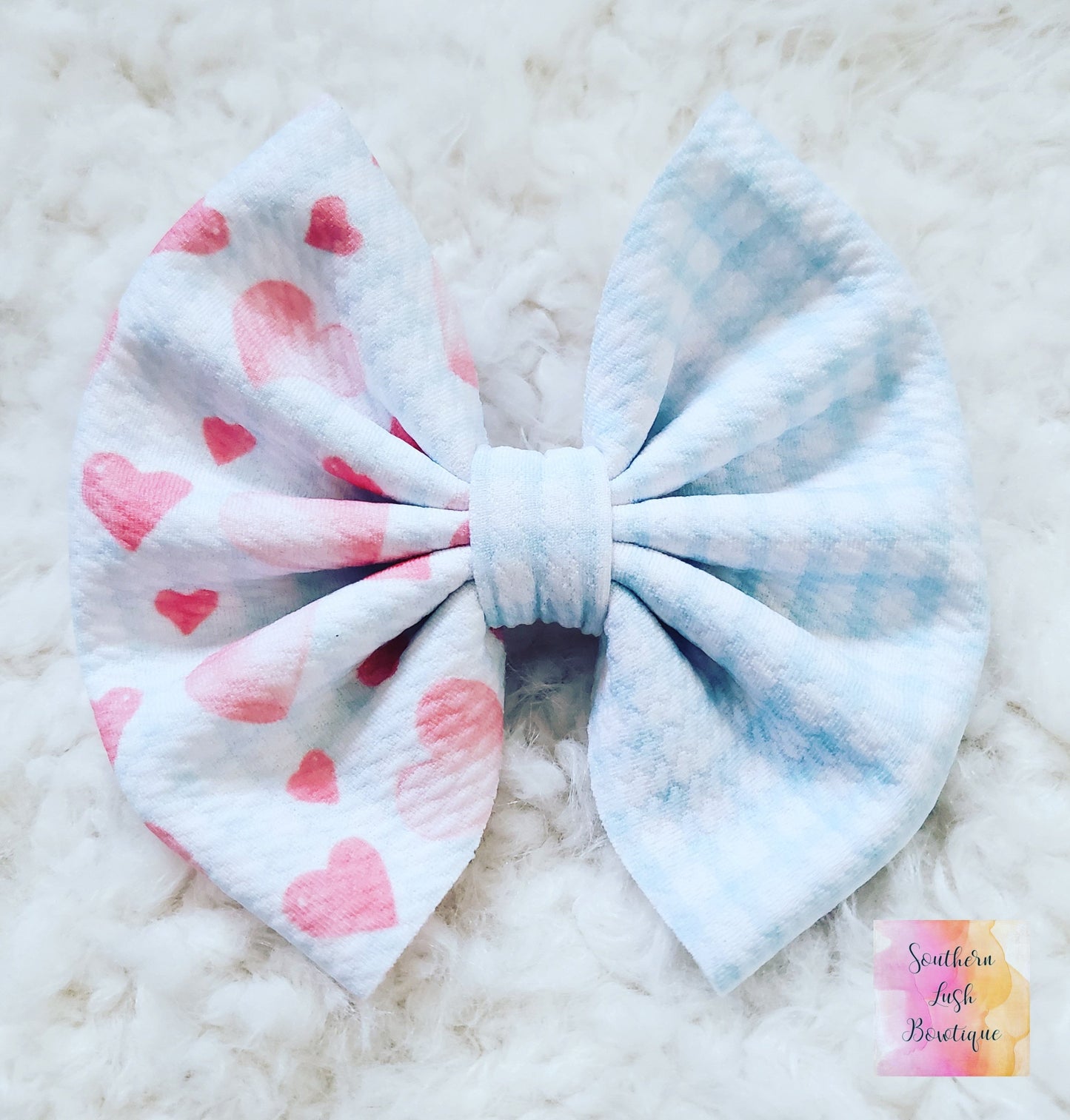 HEARTS AND BLUE PLAID