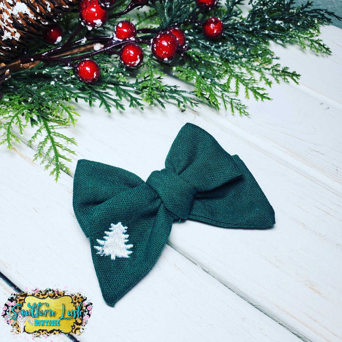 GREEN WITH EMBROIDERED TREE