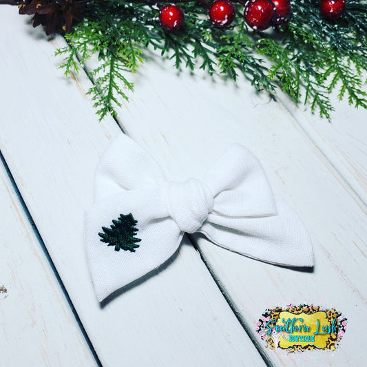 WHITE WITH EMBROIDERED TREE
