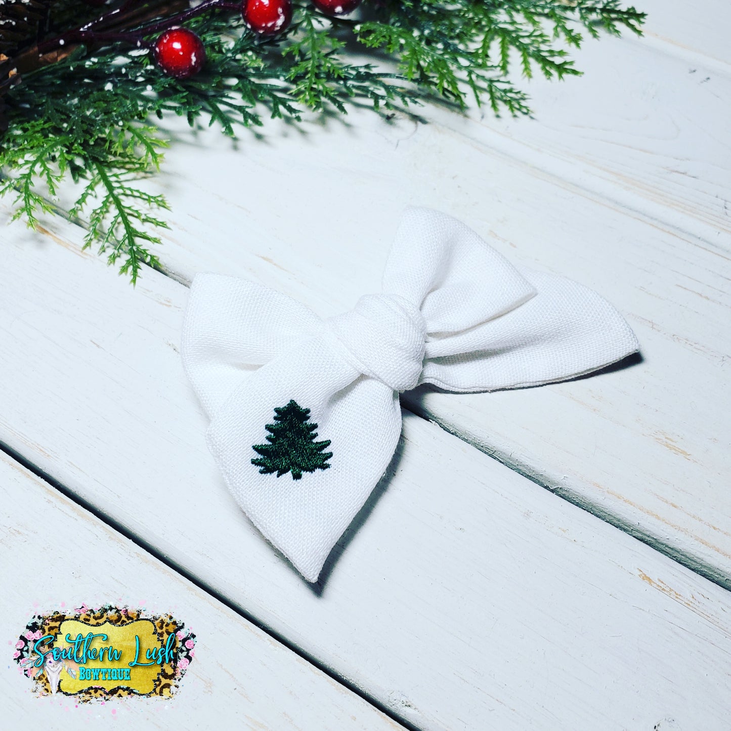 WHITE WITH EMBROIDERED TREE