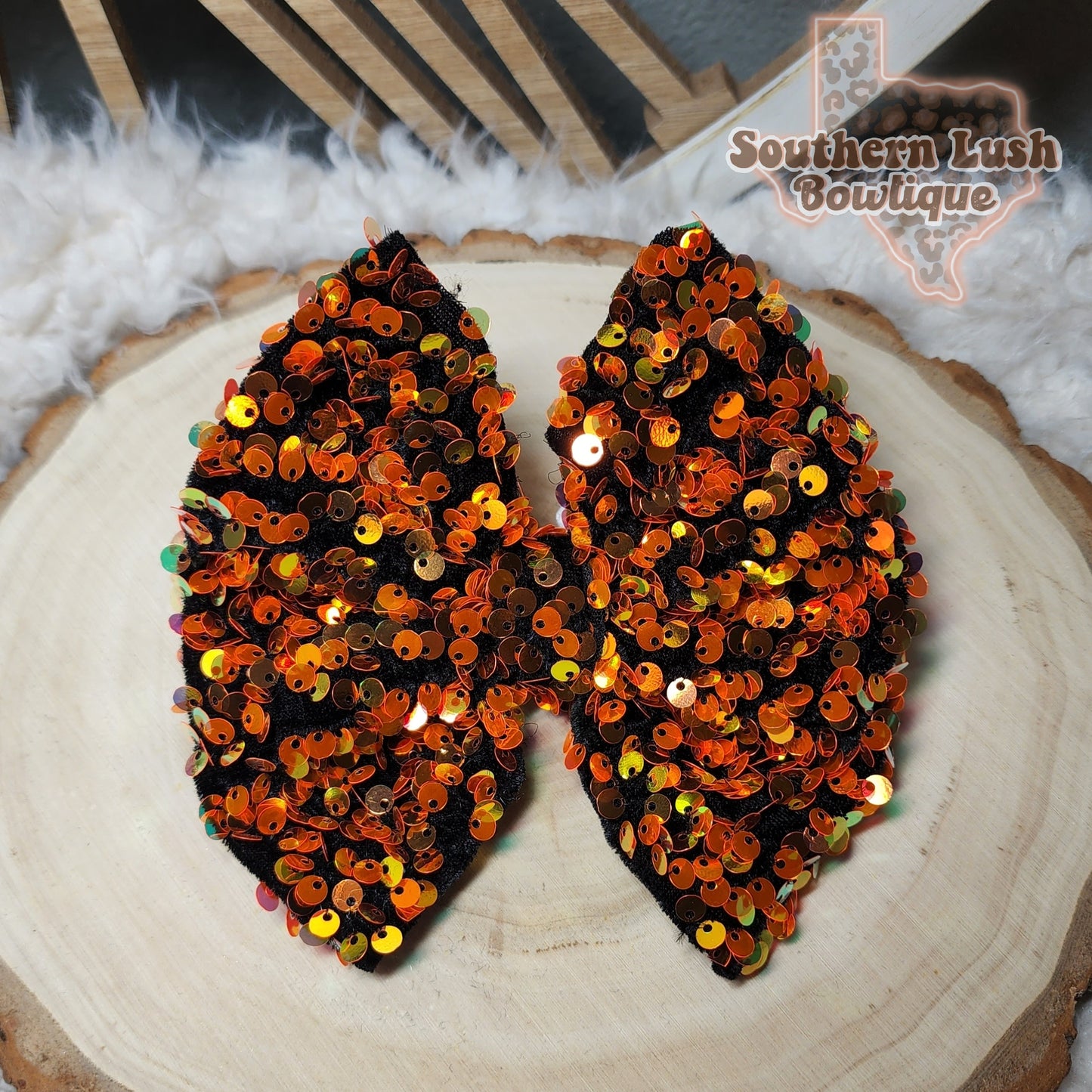 BLACK VELVET WITH ORANGE SEQUINS
