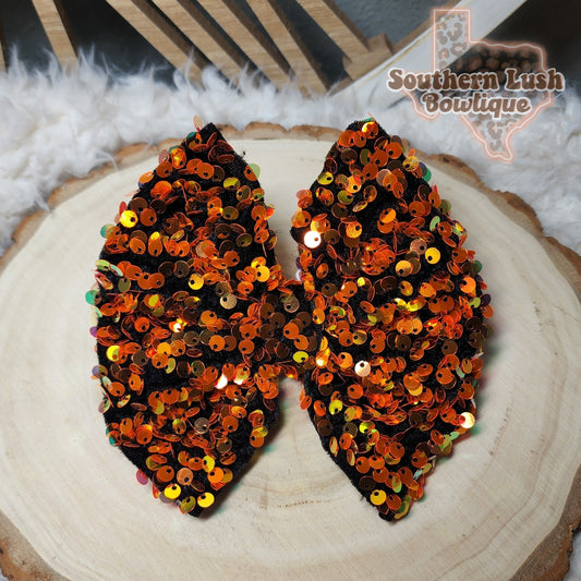 BLACK VELVET WITH ORANGE SEQUINS