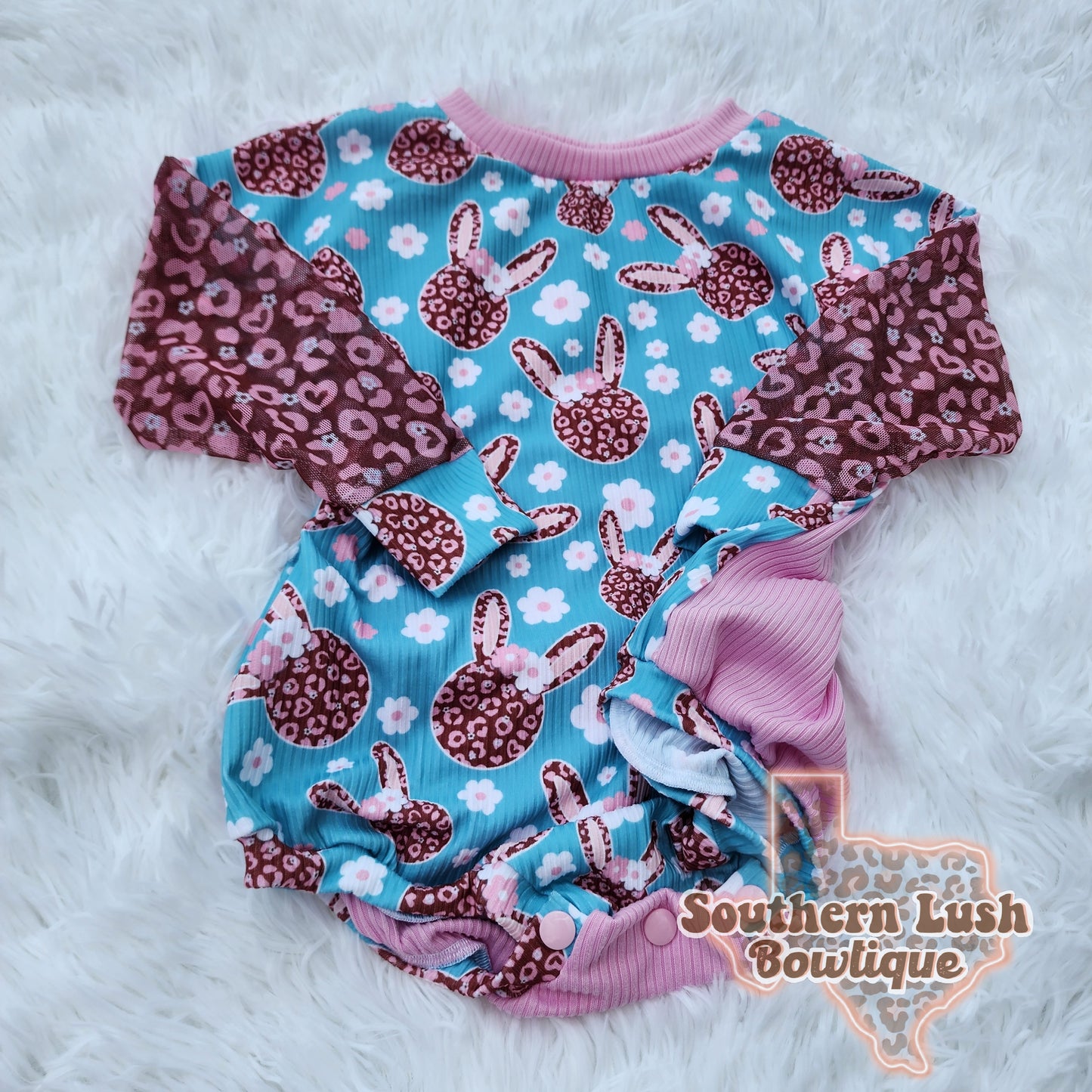 (RTS) 18/24m CHEETAH BUNNY SWEATER ROMPER