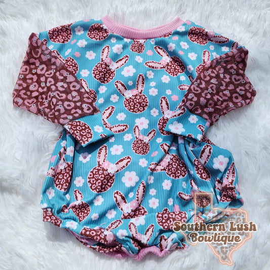 (RTS) 18/24m CHEETAH BUNNY SWEATER ROMPER
