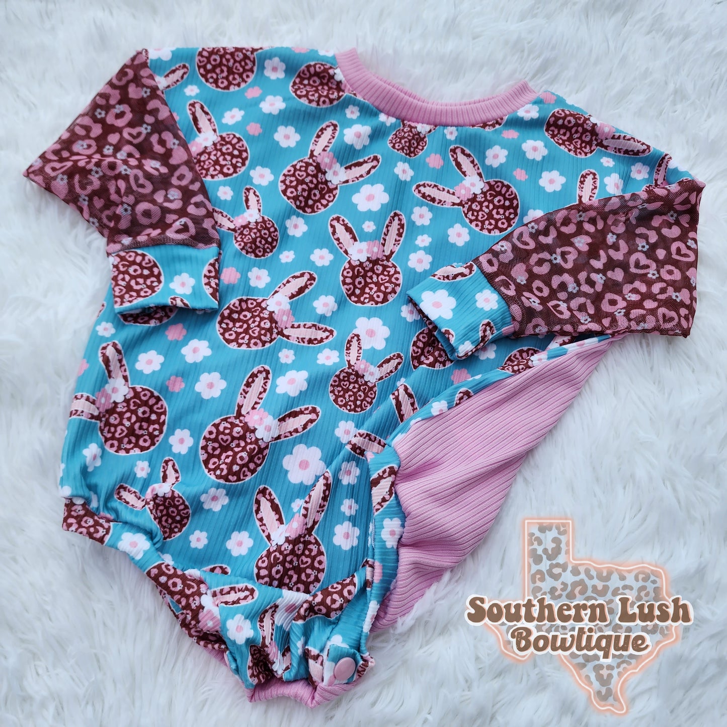 (RTS) 18/24m CHEETAH BUNNY SWEATER ROMPER
