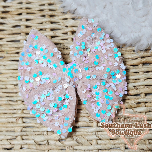 SPECKLED NUDE VELVET SEQUINS
