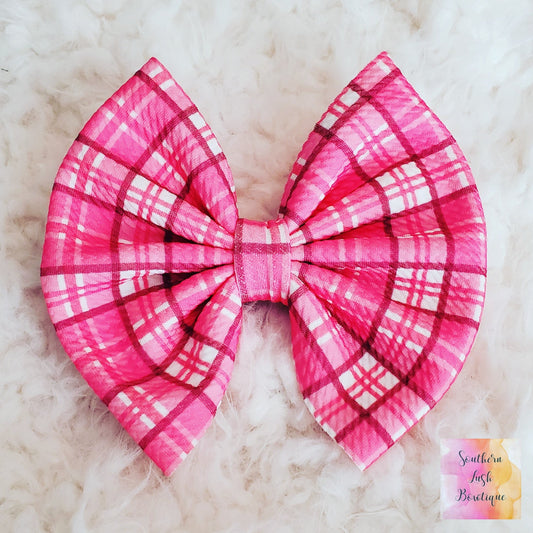 PINK AND WHITE STRIPED PLAID