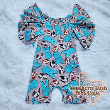 Load image into Gallery viewer, (RTS) 4T WILD WEST PEEPS FLUTTER ROMPER
